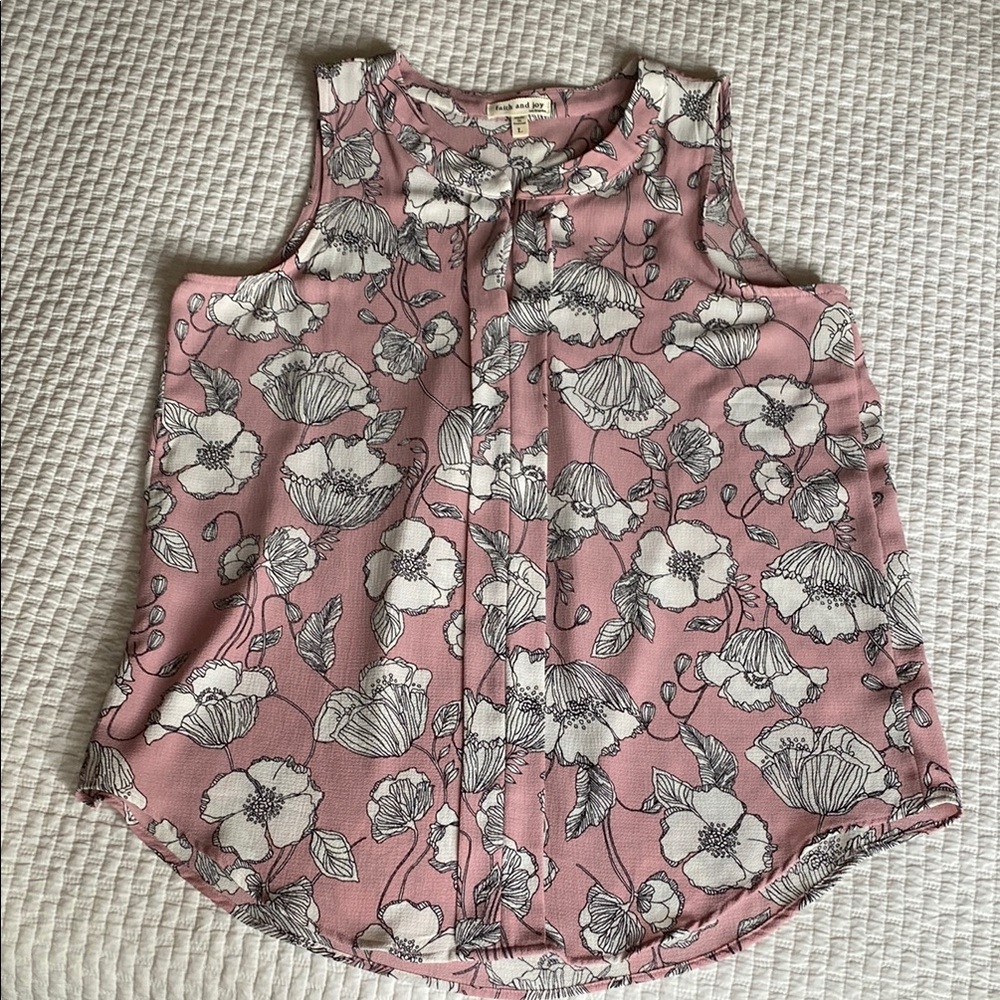 Faith and Joy Pink and White Floral Blouse